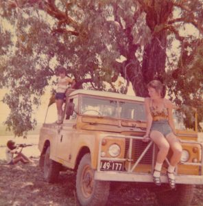 Arnhem Land, NT 1970's -me standing on the side of our Outback Rover with my brother and sister
